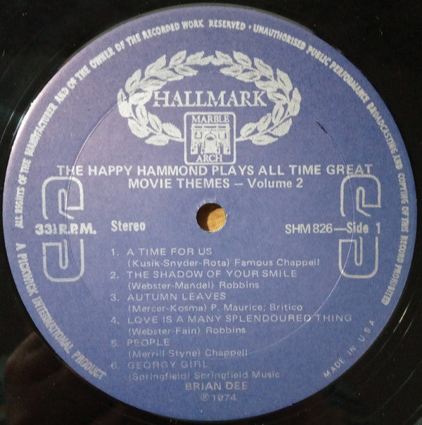 Brian Dee - The Happy Hammond Plays All Time Great Movie Themes Vol.2 (Vinyl) Image
