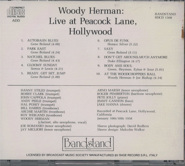 Woody Herman - Live At Peacock Lane, Hollywood (CD) Image