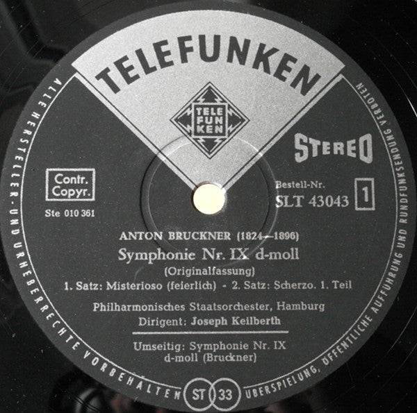 Anton Bruckner / Philharmonisches Staatsorchester Hamburg â€§ Joseph Keilberth - Symphonie Nr. IX D-Moll (Vinyl) Image