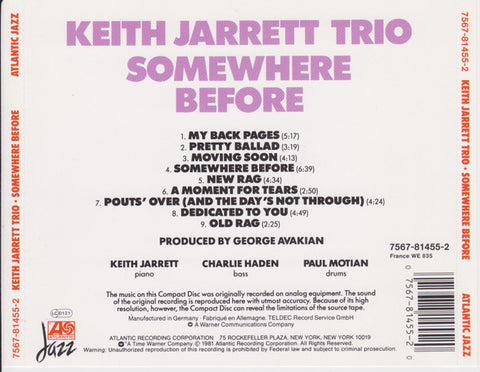 Keith Jarrett Trio - Somewhere Before (CD)