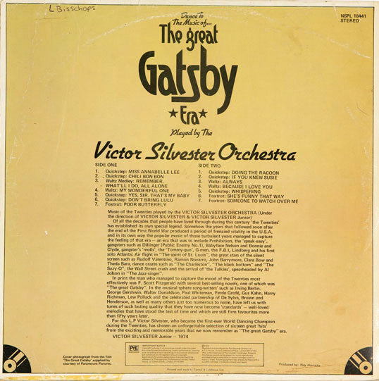 Victor Silvester Orchestra, The - Dance To The Music Of The Great Gatsby Era (Vinyl) Image