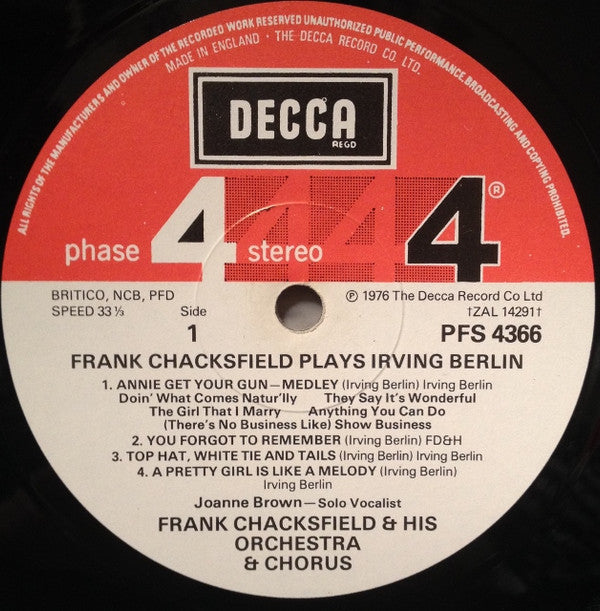 Frank Chacksfield - Frank Chacksfield Plays Irving Berlin (Vinyl) Image