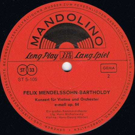 Max Bruch, Felix Mendelssohn-Bartholdy - Konzert FÃ¼r Violine Und Orchester Nr. 1 G-Moll Op. 26 / Konzert FÃ¼r Violine Und Orchester E-Moll Op. 64 (Vinyl) Image