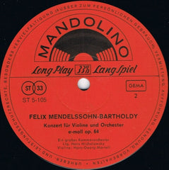 Max Bruch, Felix Mendelssohn-Bartholdy - Konzert FÃ¼r Violine Und Orchester Nr. 1 G-Moll Op. 26 / Konzert FÃ¼r Violine Und Orchester E-Moll Op. 64 (Vinyl) Image