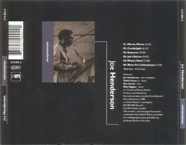 Joe Henderson - Mirrormirror (CD) Image