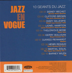 Sidney Bechet, Clifford Brown, Dizzy Gillespie, Lionel Hampton, Thelonious Monk, Gerry Mulligan, Django Reinhardt, Henri Renaud, Martial Solal, Barney Wilen - Jazz En Vogue - 10 Geants Du Jazz (CD) (10 CD) Image