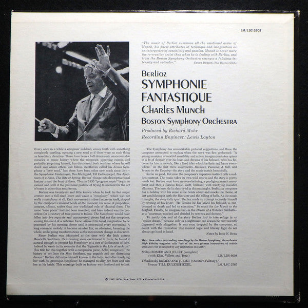 Hector Berlioz, Charles Munch, Boston Symphony Orchestra - Symphonie Fantastique (Vinyl) Image