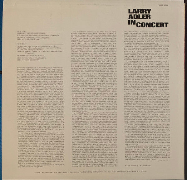 Larry Adler, Francis Chagrin - Larry Adler In Concert (Vinyl) Image