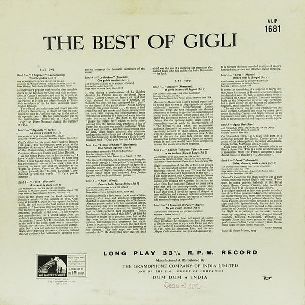 Beniamino Gigli - The Best Of Gigli (Vinyl)