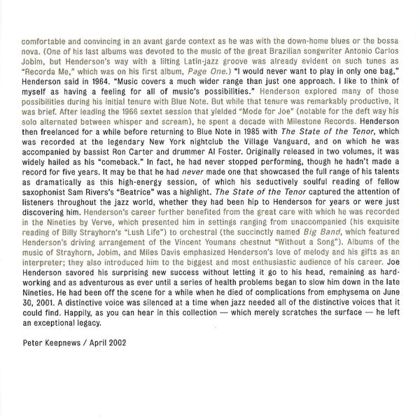 Joe Henderson - The Definitive Joe Henderson (CD) Image