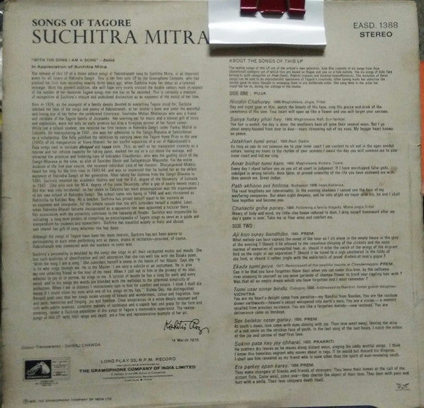 Suchitra Mitra - Songs of Tagore (Vinyl) Image