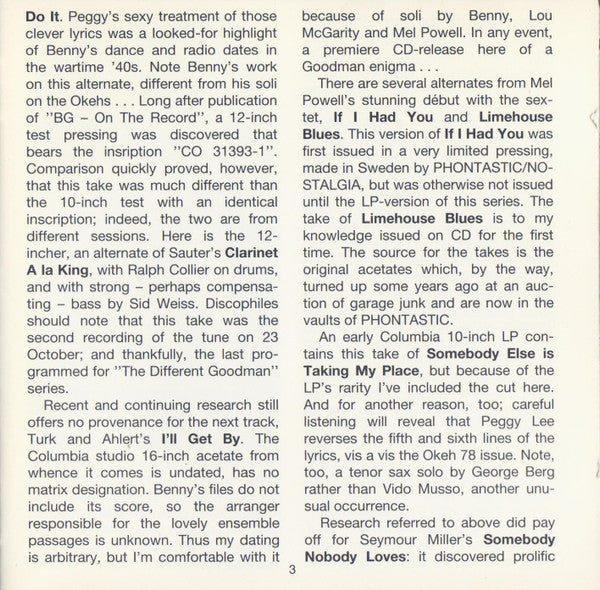 Benny Goodman - The Different Version, Vol. III: 40 Alternate Takes Of Recordings 1941 - 1942 (CD) (2 CD) Image