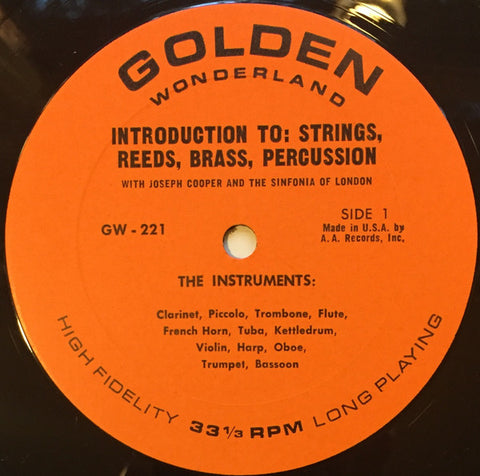 Joseph Cooper - An Introduction To: Strings, Reeds, Brass, Percussion (Also A History Of The Piano) (Vinyl)