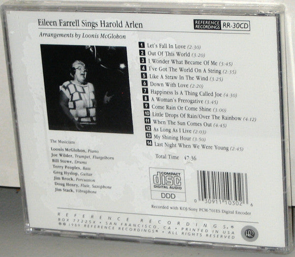 Eileen Farrell - Sings Harold Arlen (CD) Image