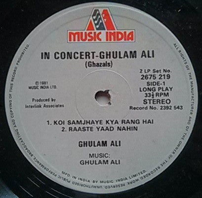 Ghulam Ali - In Concert (Ghazals) (Vinyl) (2)