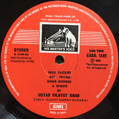 Vilayat Khan - Ameer Khushau - A Tribute By Ustad Vilayat Khan (Vinyl)