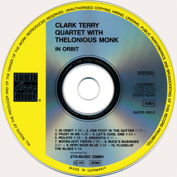 Clark Terry Quartet With Thelonious Monk - In Orbit (CD) Image