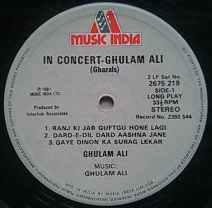 Ghulam Ali - In Concert (Ghazals) (Vinyl) (2)