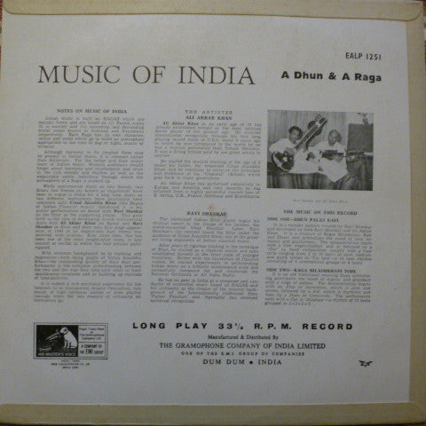 Ravi Shankar And Ali Akbar Khan - Music Of India (Vinyl)