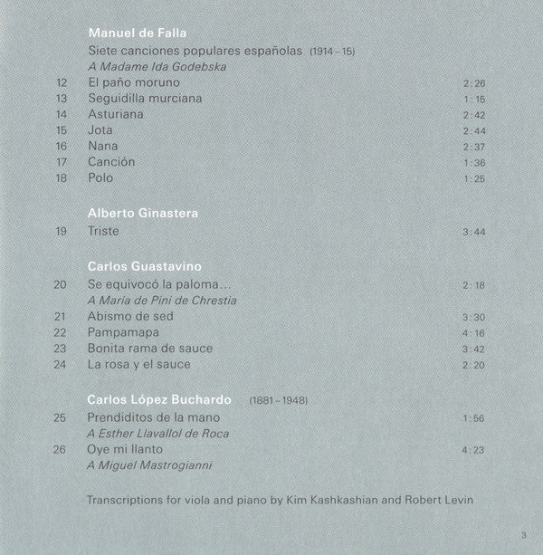 Kim Kashkashian / Robert Levin - Asturiana: Songs From Spain And Argentina (CD)