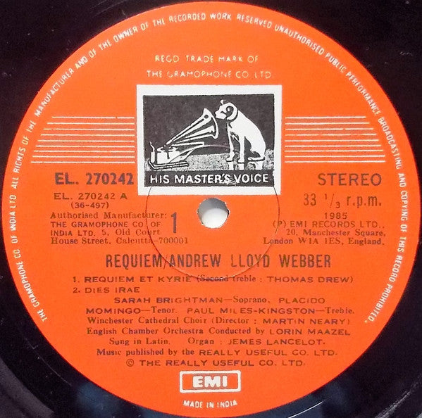 Andrew Lloyd Webber - Placido Domingo, Sarah Brightman ; Lorin Maazel - Requiem (Vinyl) Image