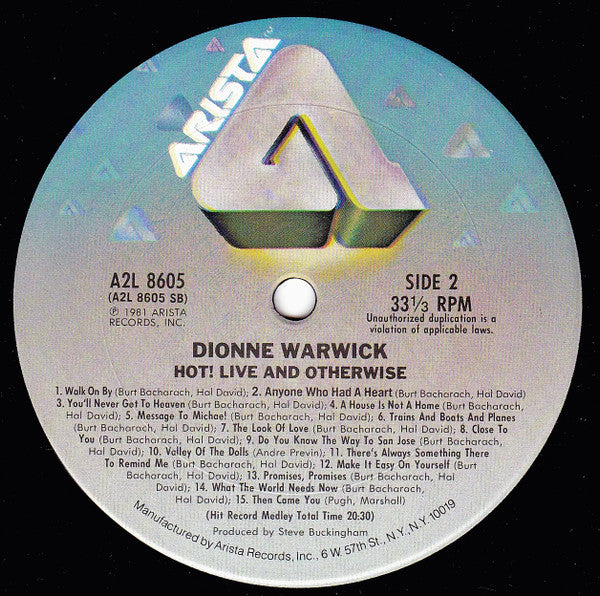 Dionne Warwick - Hot ! Live And Otherwise (Vinyl) (2 LP) Image