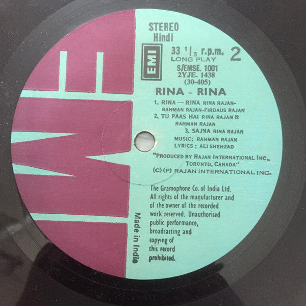 Rajans - Rajans Sing Rina-Rina (Vinyl)