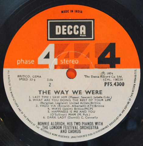 Ronnie Aldrich And His Two Pianos - The Way We Were (Vinyl)