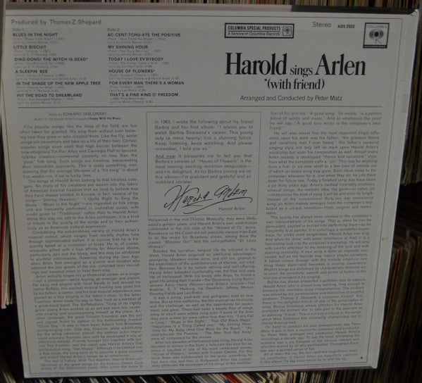 Harold Arlen - Harold Sings Arlen (With Friend) (Vinyl) Image
