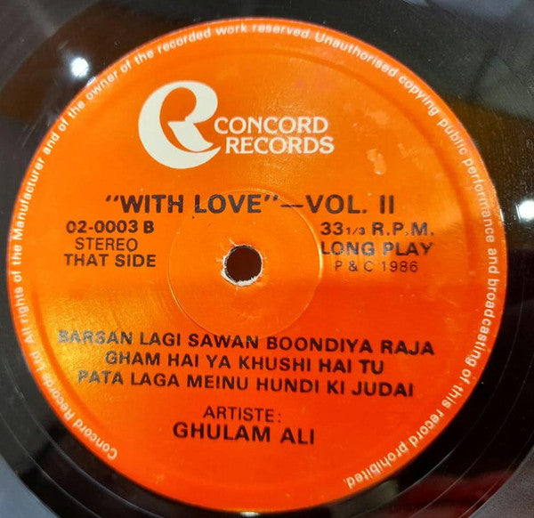 Ghulam Ali - With Love Ghulam Ali (Vinyl) Image