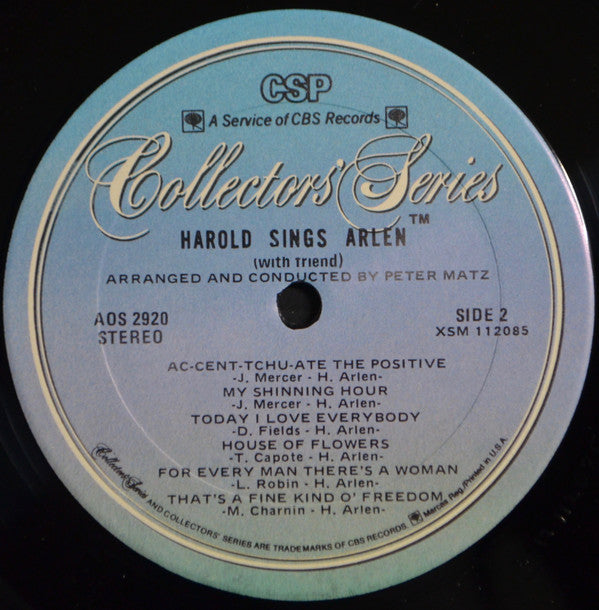 Harold Arlen - Harold Sings Arlen (With Friend) (Vinyl) Image