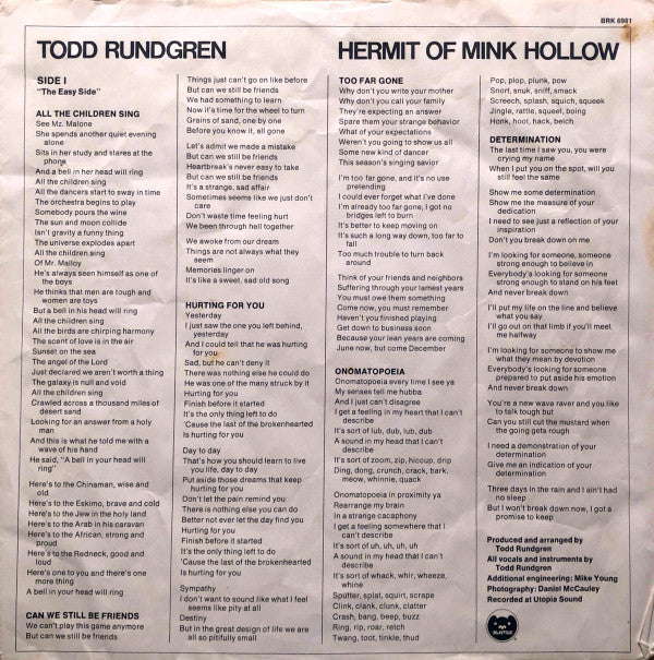 Todd Rundgren - Hermit Of Mink Hollow (Vinyl) Image