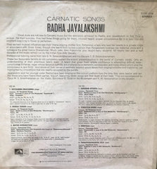 Radha, Jayalakshmi - Radha Jayalakshmi - Carnatic Songs (Vinyl) Image