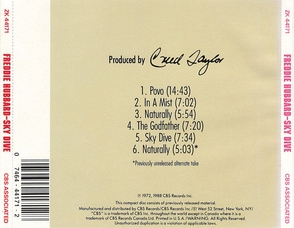 Freddie Hubbard - Sky Dive (CD) Image