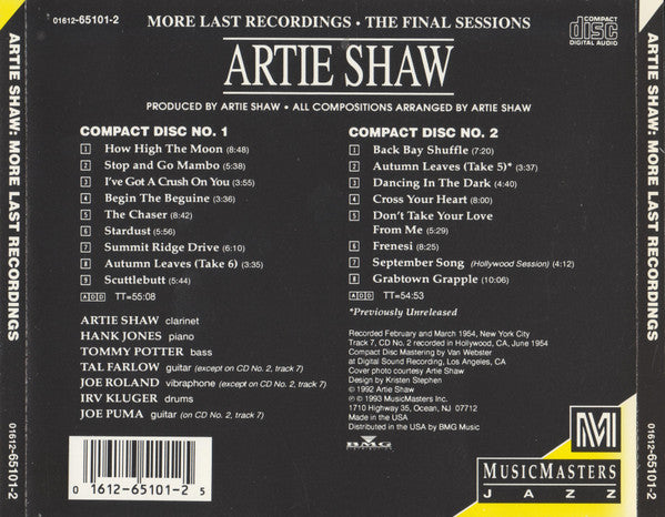 Artie Shaw - More Last Recordings The Final Sessions (CD) (2 CD) Image