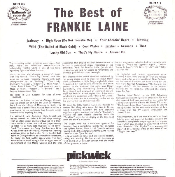 Frankie Laine - The Best Of Frankie Laine (Vinyl)