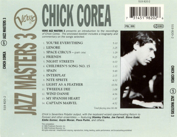 Chick Corea - Verve Jazz Masters 3 (CD) Image