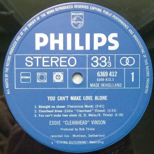 Eddie "Cleanhead" Vinson Featuring Larry Coryell - You Can't Make Love Alone (Vinyl) Image