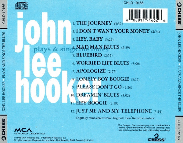 John Lee Hooker - Plays & Sings The Blues (CD) Image