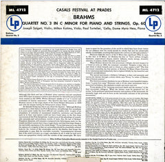 Johannes Brahms - Joseph Szigeti, Milton Katims, Paul Tortelier, Myra Hess - Casals Festival At Prades, Third Series (Quartet No. 3 In C Minor For Piano And Strings--Opus 60) (Vinyl) Image