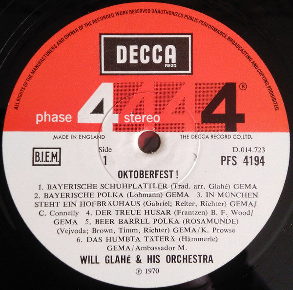 Will GlahÃ© Und Sein Orchester - Oktoberfest! (Vinyl) Image