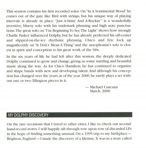 Chico Hamilton Quintet, The With Eric Dolphy - The Original Ellington Suite (CD) Image