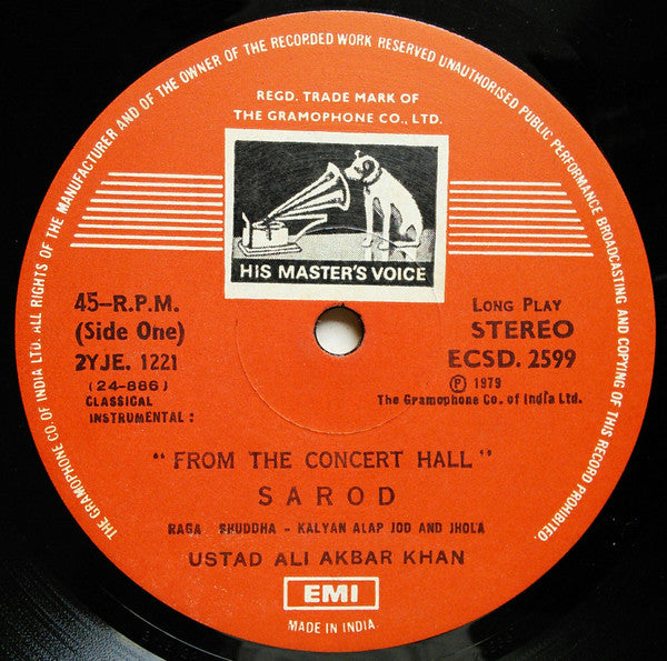 Ali Akbar Khan - From The Concert Hall (Vinyl)