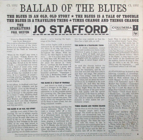 Jo Stafford With Paul Weston And His Orchestra And Starlighters, The - Ballad Of The Blues (Vinyl) Image