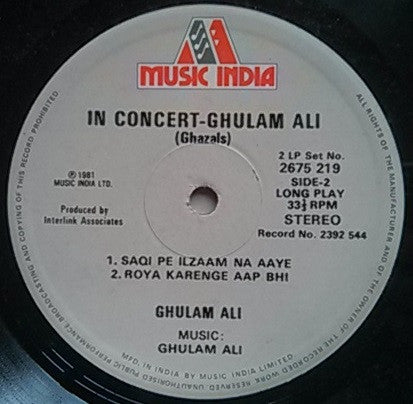 Ghulam Ali - In Concert (Ghazals) (Vinyl) (2)