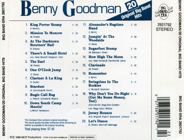 Benny Goodman - Let's Dance - 20 Original Big Band Hits (CD) Image