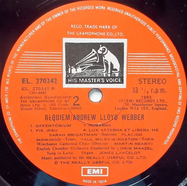 Andrew Lloyd Webber - Placido Domingo, Sarah Brightman ; Lorin Maazel - Requiem (Vinyl) Image
