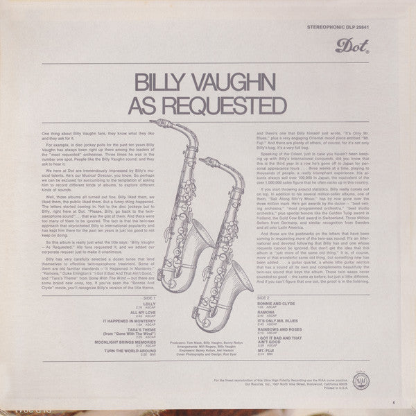 Billy Vaughn - As Requested (Vinyl) Image