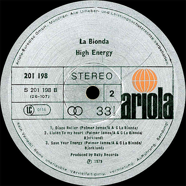 La Bionda - High Energy (Vinyl) Image