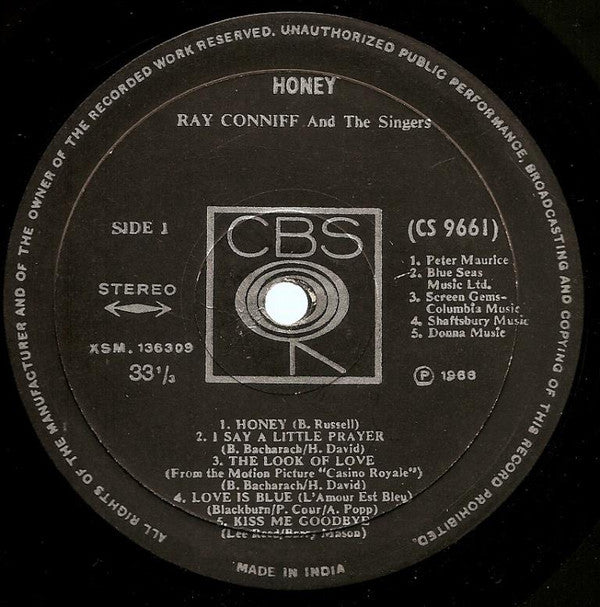 Ray Conniff And The Singers - Honey (Vinyl)